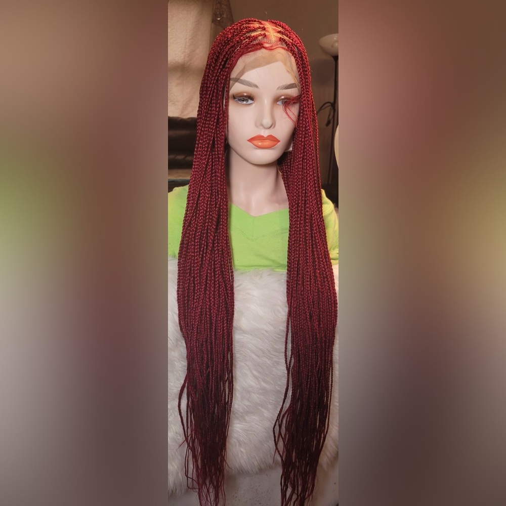Elegant Red Braided Wig